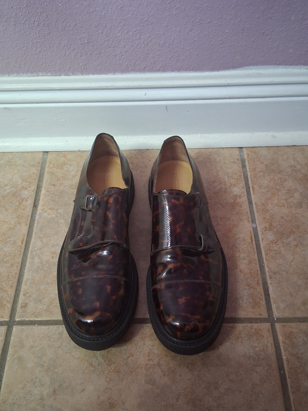 Emporio Armani Tortoiseshell Brown Gloss Slip-On Loafers